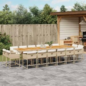 VidaXL Polyrattan Kerti Étkezőgarnitúra - 17 részes - Bézs