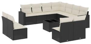 VidaXL Polyrattan Kerti Ülőgarnitúra - 12 részes - Fekete