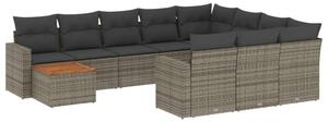 Polyrattan Kerti Ülőgarnitúra - 11 részes - Szürke