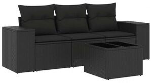 VidaXL Polyrattan Kerti Ülőgarnitúra - 4 részes - Fekete