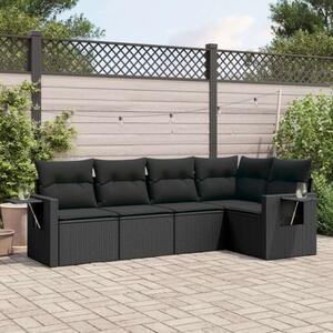 VidaXL 5 részes Polyrattan Kerti Kanapé Szett - Fekete