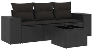 VidaXL Polyrattan Kerti Ülőgarnitúra - 4 részes - Fekete