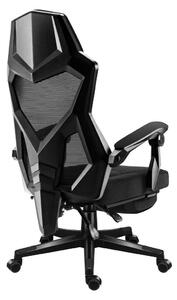 Gamer szék, lábtartó, lélegző anyag, ergonómikus kartámaszok, fekete
