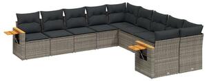 Polyrattan Kerti Ülőgarnitúra - 10 Részes - Szürke