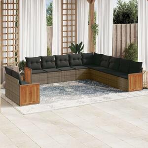 VidaXL 11 részes szürke polyrattan kerti ülőgarnitúra párnákkal