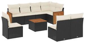 VidaXL Polyrattan Kerti Ülőgarnitúra - 9 részes - Fekete