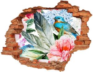 Fali matrica lyuk a falban Virágok és madarak