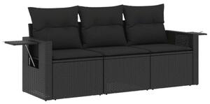 VidaXL 3 részes Polyrattan Kerti Ülőgarnitúra - Fekete