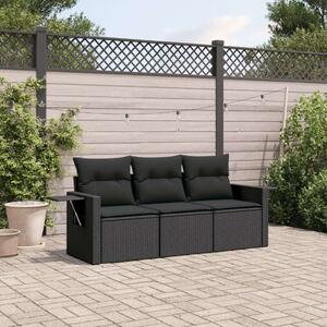 VidaXL 3 részes Polyrattan Kerti Ülőgarnitúra - Fekete