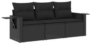 VidaXL 3 részes Polyrattan Kerti Ülőgarnitúra - Fekete