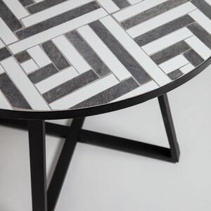 Fekete-fehér kerámia kerti asztal Kave Home Tella 90 cm