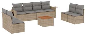 VidaXL Polyrattan Kerti Ülőgarnitúra - 9 részes - Bézs