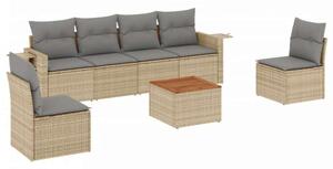 VidaXL Polyrattan Kerti Ülőgarnitúra - 7 részes - Bézs