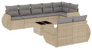 VidaXL Polyrattan Kerti Ülőgarnitúra - 9 részes - Bézs
