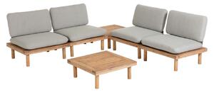 Négy szürke szövet kerti székből és két asztalból álló készlet Kave Home Viridis