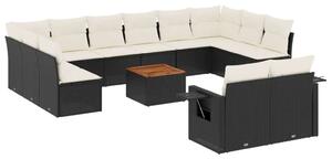 VidaXL Polyrattan Kerti Ülőgarnitúra - 13 részes - Fekete