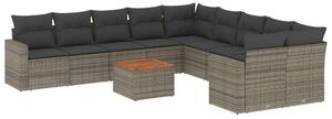 VidaXL Polyrattan Kerti Ülőgarnitúra - 11 részes - Szürke