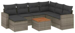 VidaXL Polyrattan Kerti Ülőgarnitúra - 8 részes - Szürke