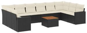 VidaXL Polyrattan Kerti Ülőgarnitúra - 11 részes - Fekete