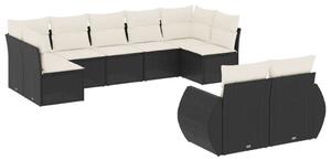 VidaXL Polyrattan Kerti Ülőgarnitúra - 9 részes - Fekete