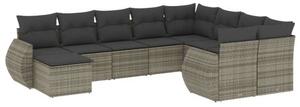 VidaXL Polyrattan Kerti Ülőgarnitúra - 10 részes - Szürke