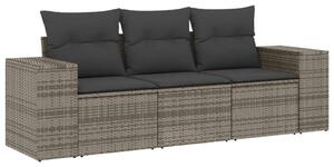 VidaXL 3 részes szürke polyrattan kerti ülőgarnitúra párnákkal