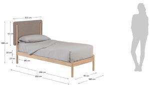Fa ágy szövet fejtámlával Kave Home Shayndel 90 x 190 cm