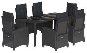 VidaXL Polyrattan Kerti Étkezőgarnitúra - 7 részes - Fekete