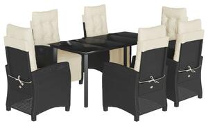 VidaXL Polyrattan Kerti Étkezőgarnitúra - 7 részes - Fekete
