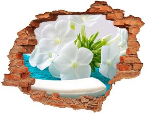 3d-s lyukat fali matrica Fehér virágok spa
