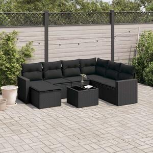 VidaXL Polyrattan Kerti Ülőgarnitúra - 8 részes - Fekete