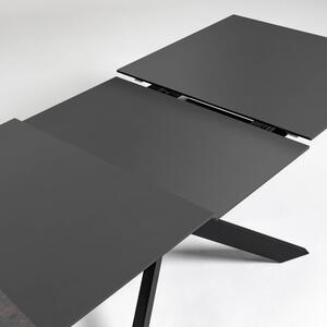 Fekete üveg összecsukható étkezőasztal Kave Home Atminda 160/210 x 90 cm