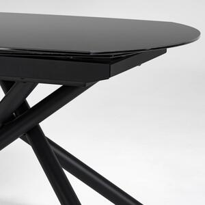 Fekete üveg összecsukható étkezőasztal Kave Home Yodalia 130/190 x 100 cm