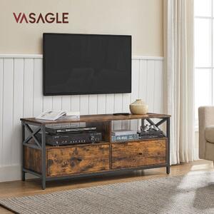 VASAGLE Industria TV Szekrény Rusztikus Barna-Fekete Acélvázzal