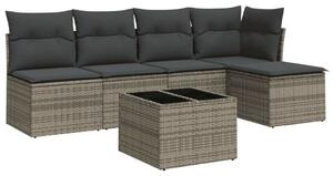Polyrattan Kerti Ülőgarnitúra - 6 részes - Szürke