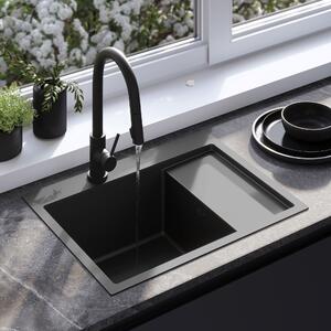 Rea Fin, 1 rekeszes acél mosogató 620x480x185 mm, fekete matt, ZLE-06014