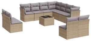 VidaXL 12 részes bézs polyrattan kerti ülőgarnitúra párnákkal