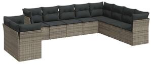 VidaXL Polyrattan Kerti Ülőgarnitúra - 10 részes - Szürke