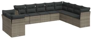 VidaXL Polyrattan Kerti Ülőgarnitúra - 10 részes - Szürke