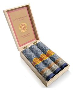 M57-7 Ffi textilzsebkendő 3db fadoboz (szivar, jacquard)