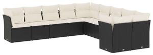 Polyrattan Kerti Ülőgarnitúra - 10 részes - Fekete