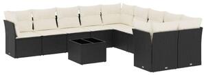 VidaXL Polyrattan Kerti Ülőgarnitúra - 11 részes - Fekete