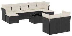 VidaXL Polyrattan Kerti Ülőgarnitúra - 10 részes - Fekete
