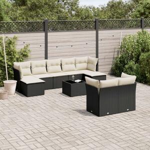 VidaXL Polyrattan Kerti Ülőgarnitúra - 10 részes - Fekete