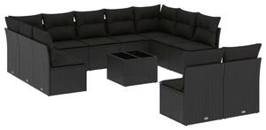 VidaXL Polyrattan Kerti Ülőgarnitúra - 12 részes - Fekete