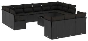 VidaXL Polyrattan Kerti Ülőgarnitúra - 14 részes - Fekete