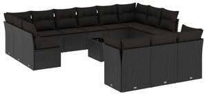 VidaXL Polyrattan Kerti Ülőgarnitúra - 14 részes - Fekete