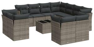 VidaXL Polyrattan Kerti Ülőgarnitúra - 12 részes - Szürke