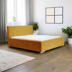Kárpitozott ágy tárolóval és LUKS matraccal Sárga 120x200 cm