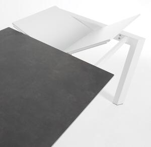 Antracitszürke kerámia összecsukható étkezőasztal Kave Home II. tengely. 160/220 x 90 cm, fehér alap
